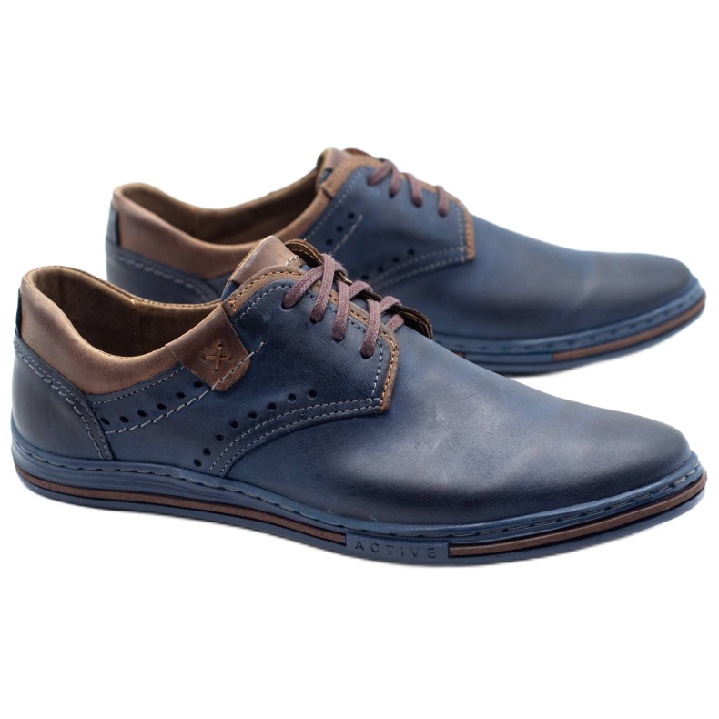 Polbut Freizeitschuhe Herren 402 marineblau mit braun 1