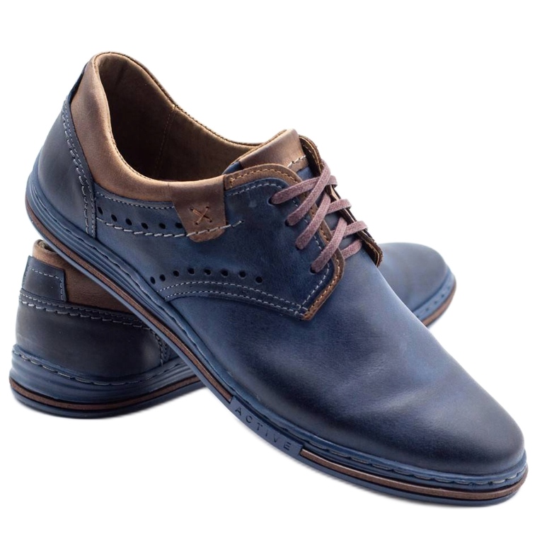 Polbut Freizeitschuhe Herren 402 marineblau mit braun 2