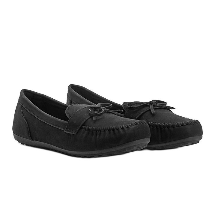 Schwarze matte Loafer mit Deborah-Schleife 1