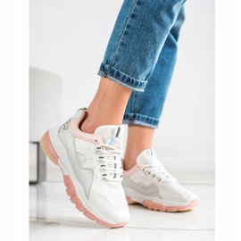 Ideal Shoes Turnschuhe auf der rosa Plattform weiß 1