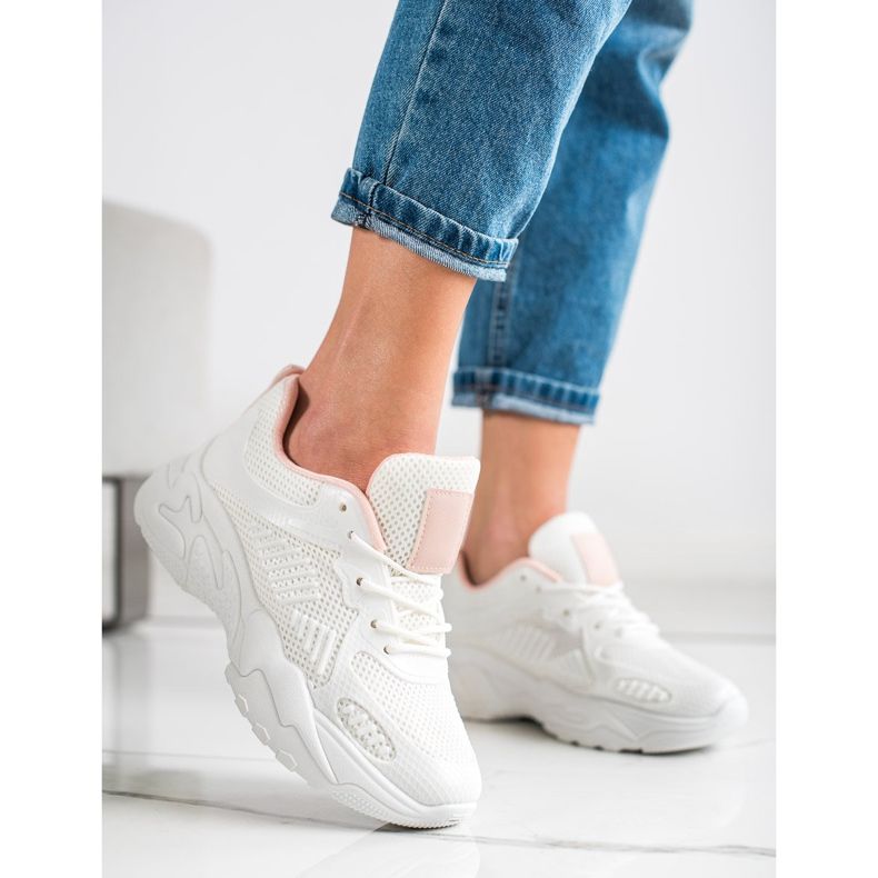 SHELOVET Frühlings-weiße Turnschuhe rosa 1