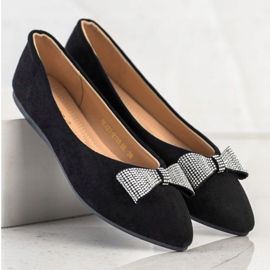 Ballerinas mit dekorativer VINCEZA-Schleife schwarz 1