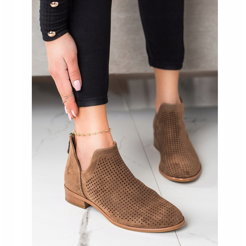 VINCEZA Frühlingsstiefel mit Lochmuster braun 2