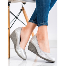 Goodin Silberne Keilpumps 1