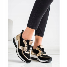 Sneakers aus Leder in Schwarz und Gold VINCEZA golden 1