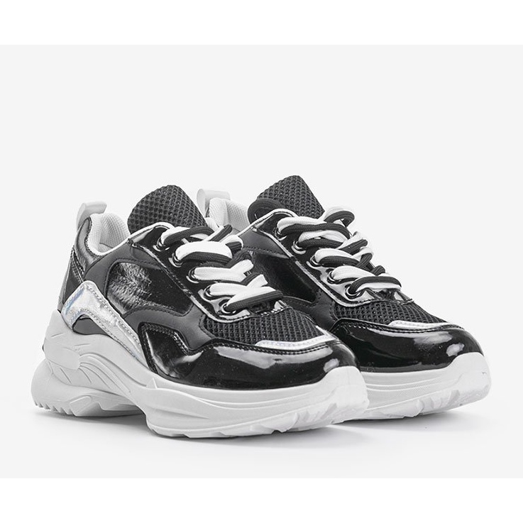 Schwarze Sneakers mit holografischen Einsätzen Karlie 1