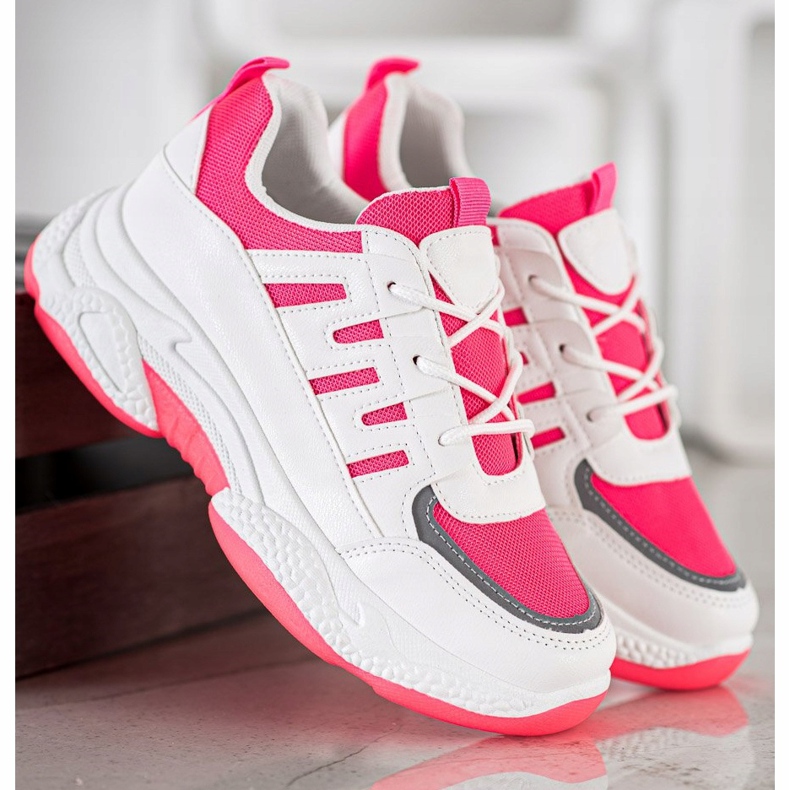 SHELOVET Bequeme Sneaker mit Mesh BH-001RO weiß rosa 3