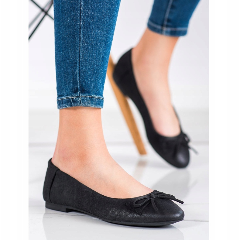 SHELOVET Klassische Ballerina mit Schleife schwarz 1