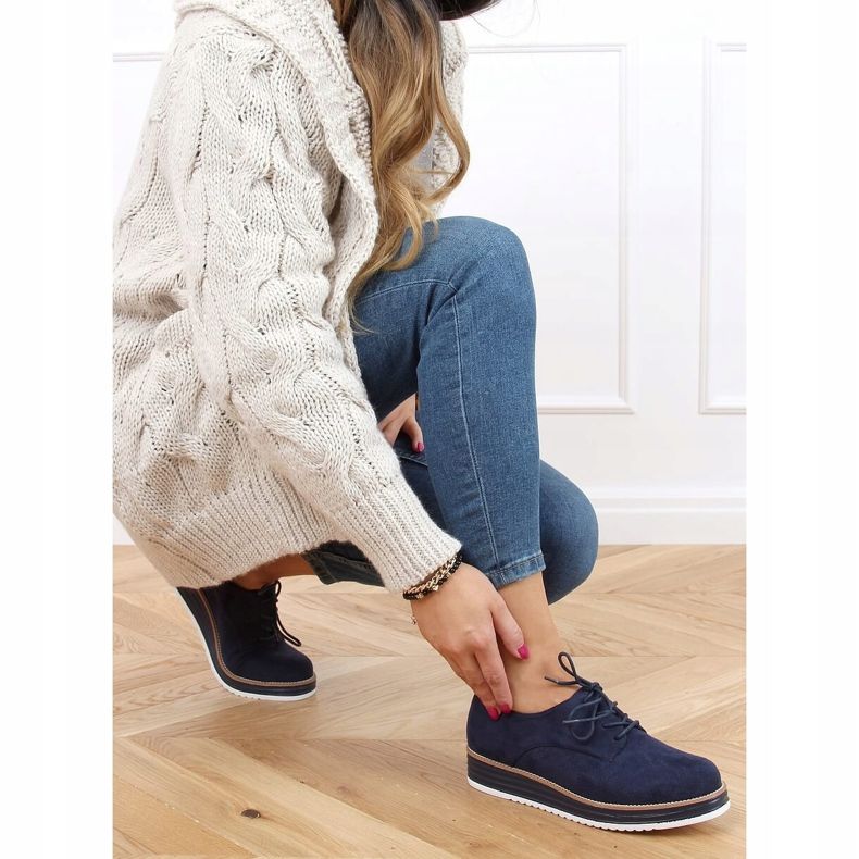 Damen-Loafer mit Schnürung marineblau 8988-45 Blau navy blau 2