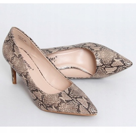 Damen High Heels Schlangenhaut beige CD61P Khaki 1