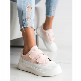 SHELOVET Bequeme Sneakers mit Klettverschluss weiß rosa 1