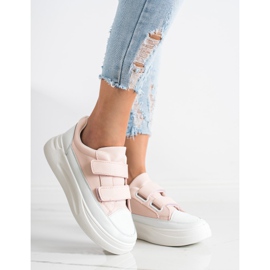 SHELOVET Bequeme Sneakers mit Klettverschluss weiß rosa 2