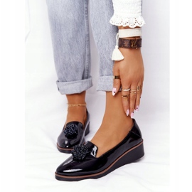 Elegante Schuhe On Wedge Vinceza 10580 Lackiert Schwarz 1