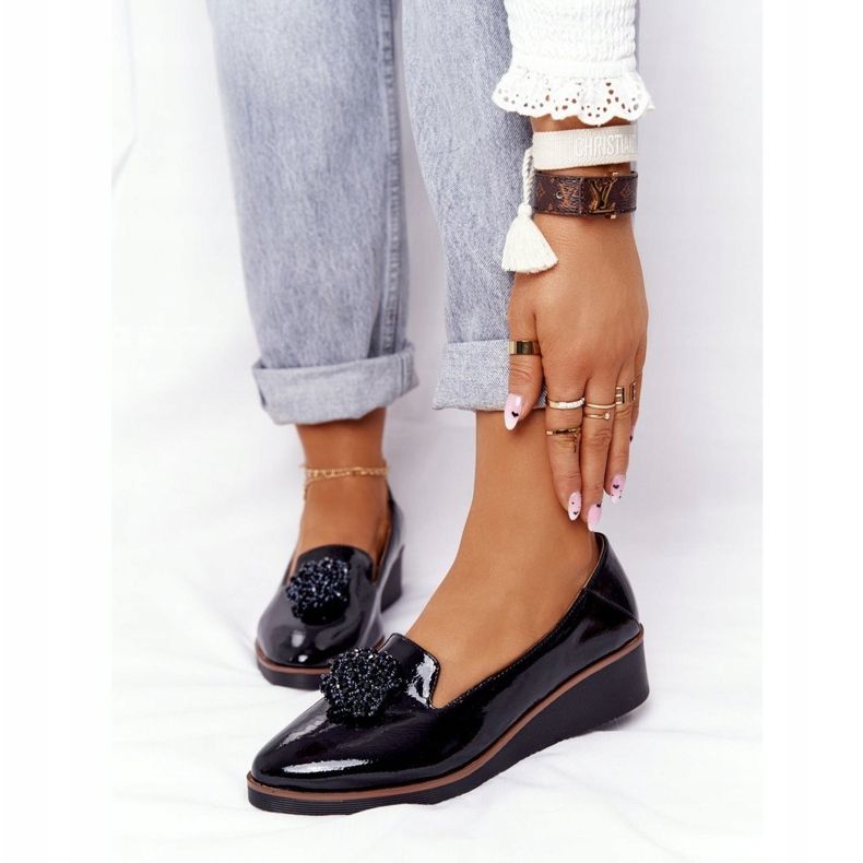 Elegante Schuhe On Wedge Vinceza 10580 Lackiert Schwarz 1