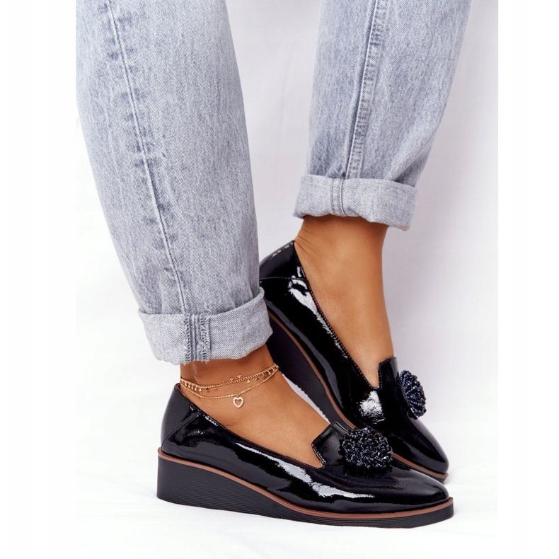 Elegante Schuhe On Wedge Vinceza 10580 Lackiert Schwarz 2