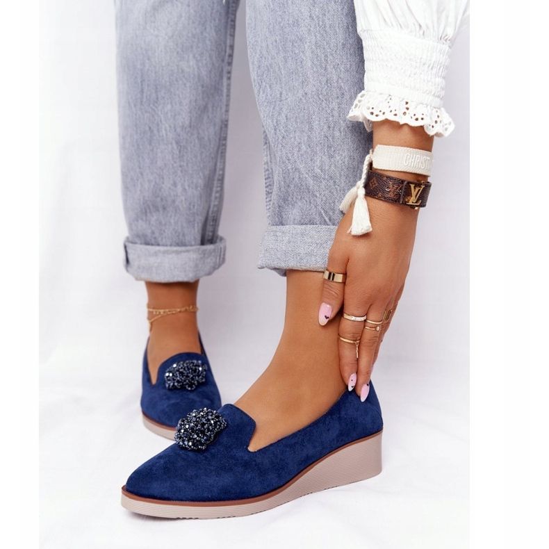 Elegante Keilschuhe Vinceza 10580 Wildleder Marineblau 1