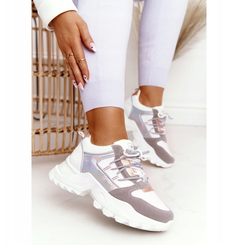 EVE Sneakers für Damen auf massiver Sohle Power White weiß grau 1