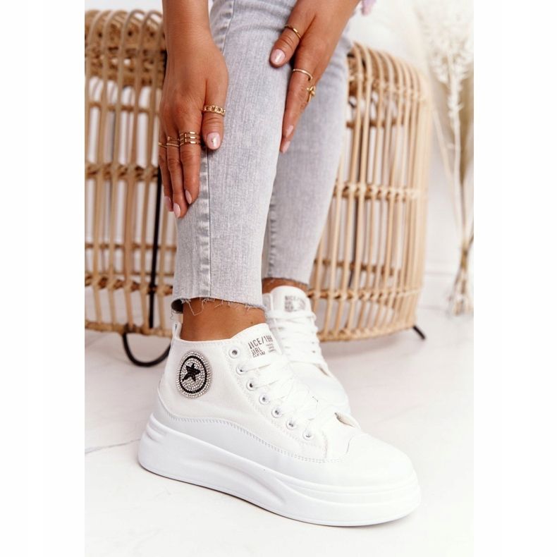 Hohe Sneakers für Damen auf der Plattform Weiß Nice Girl 2