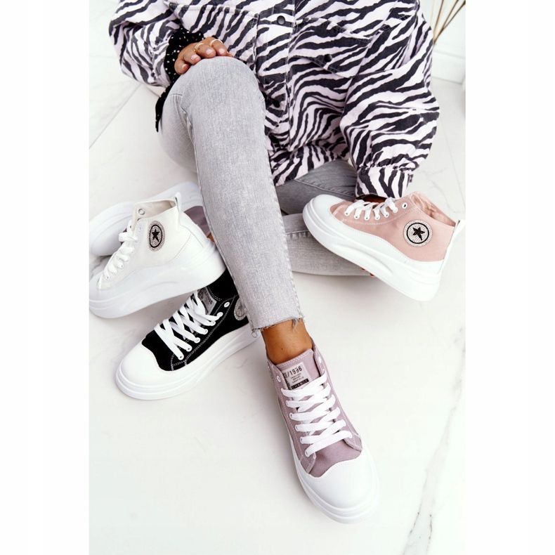 Hohe Sneakers für Damen auf der schwarzen Nice Girl Plattform weiß 1