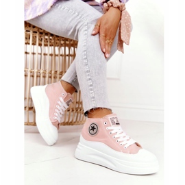 Hohe Sneakers für Damen auf der Plattform Pink Nice Girl weiß rosa 1