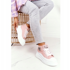 Hohe Sneakers für Damen auf der Plattform Pink Nice Girl weiß rosa 2
