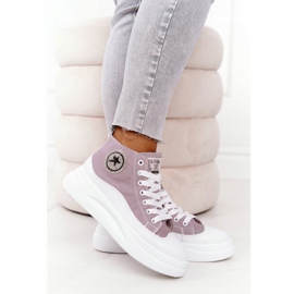 Hohe Sneakers für Damen auf der grauen Plattform Nice Girl weiß 1