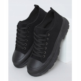 Schwarze Damen Sneaker (schwarze Sohle) LA122 Allblack 1