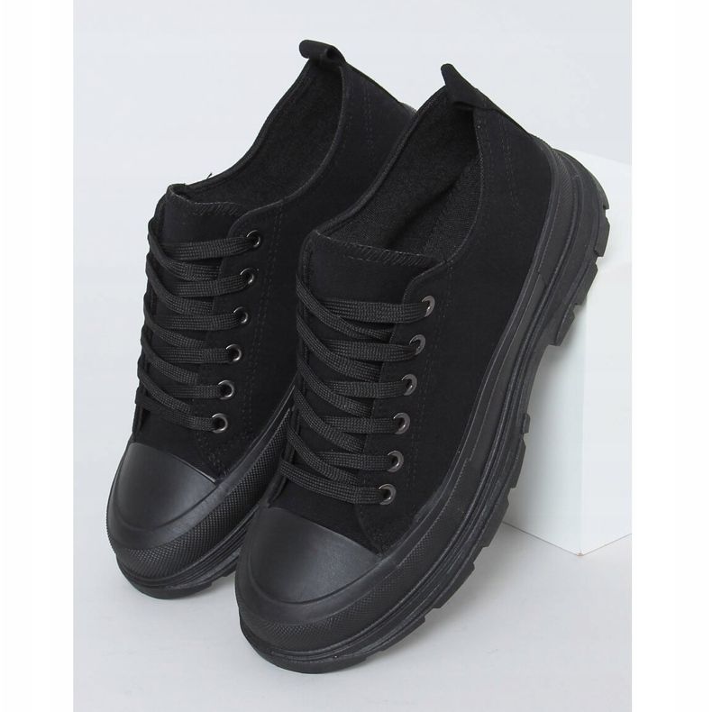 Schwarze Damen Sneaker (schwarze Sohle) LA122 Allblack 1