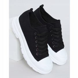 Schwarze Damen Sneaker (weiße Sohle) LA122 Black 1