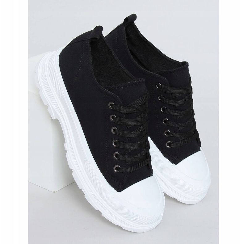 Schwarze Damen Sneaker (weiße Sohle) LA122 Black 1