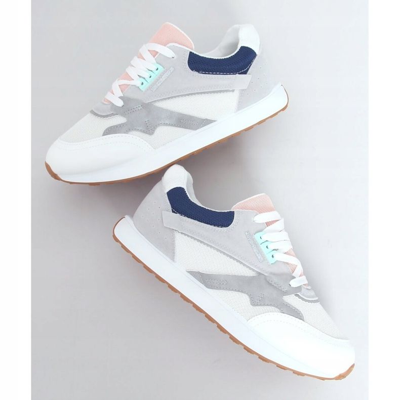 Mehrfarbige Damen Sportschuhe NB372 Weiß marineblau rosa silber grau 1