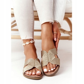 S.Barski Elegante Damen Hausschuhe S. Barski Gold beige golden 1