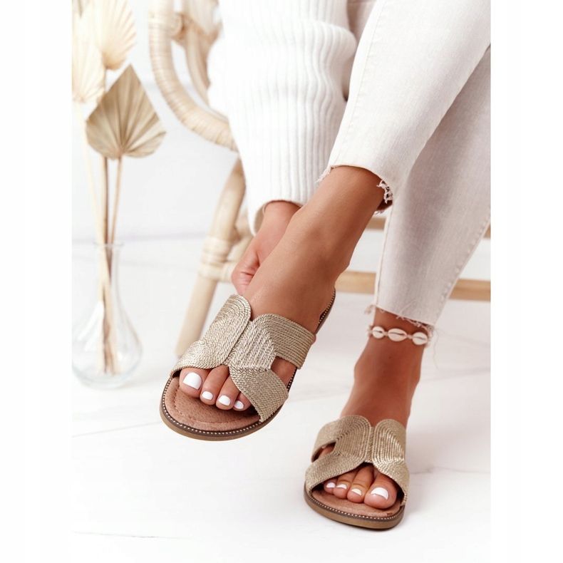 S.Barski Elegante Damen Hausschuhe S. Barski Gold beige golden 2