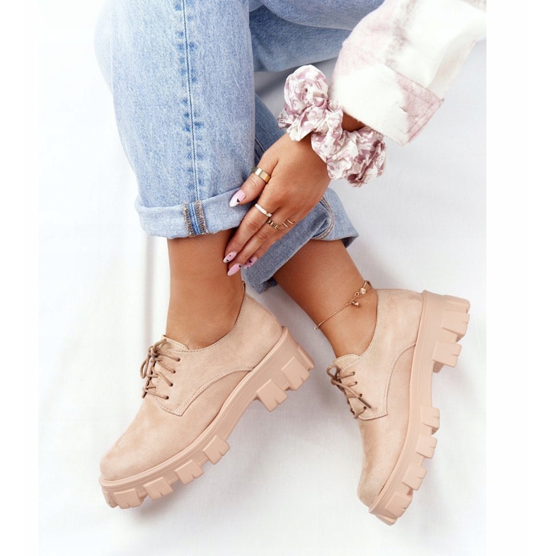 PS1 Oxfords Wildlederschuhe für Damen auf der Nude Imogen Plattform beige rosa 1