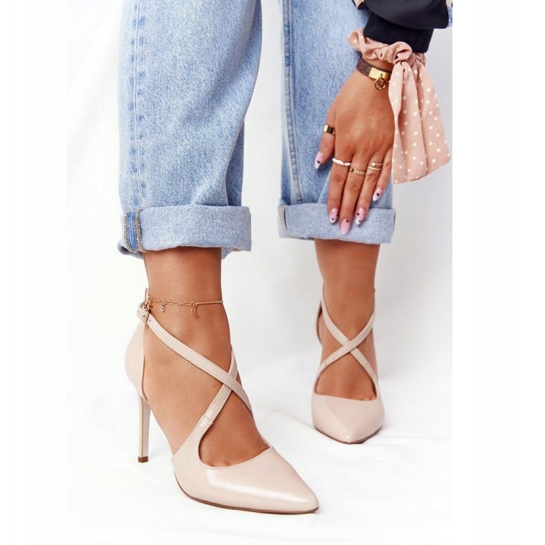 PV3 Eleganter Leder High Heels Visconi 7400 Beige 1