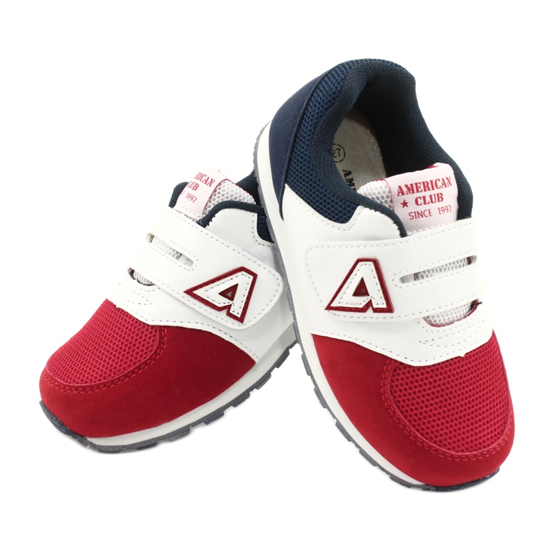American Club Kinder Sportschuhe Ledereinsatz BS01 BS02 Rot mehrfarbig 3