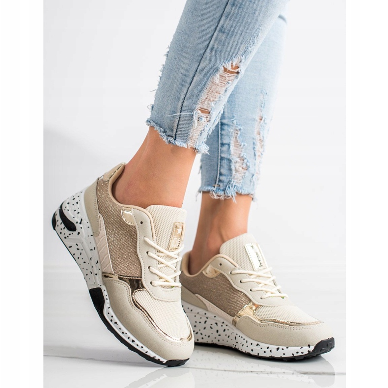 SHELOVET Turnschuhe mit goldenem Keil mehrfarbig 1