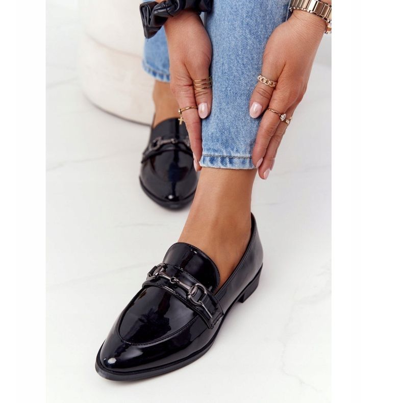 S.Barski Elegante Damen Loafer S. Barski Lackiert Schwarz 1