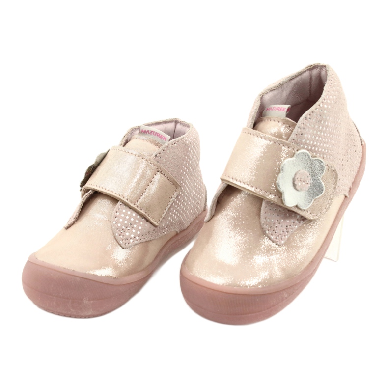 Mazurek Sportschuhe aus Leder mit Klettverschluss 1101 gold satin rosa 1
