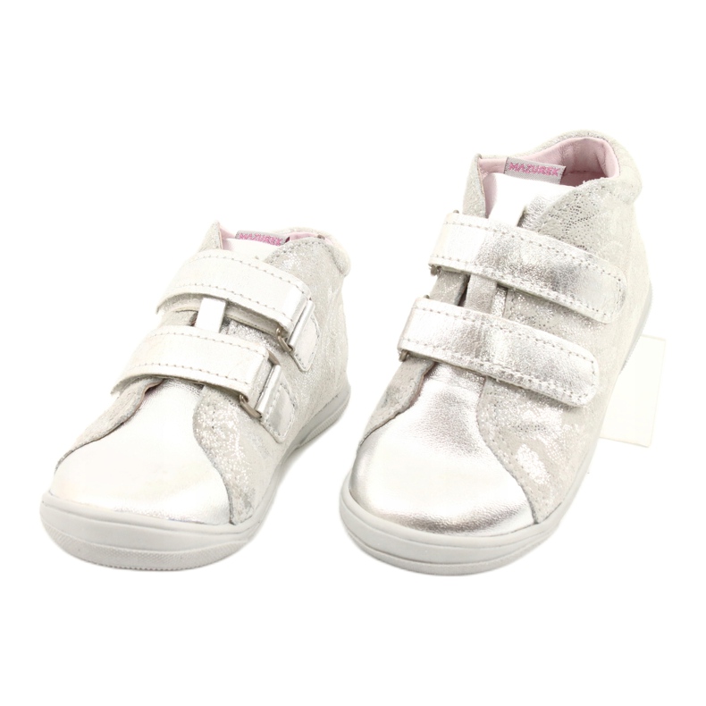 Mazurek Sportlederschuhe mit Klettverschluss 1264 silber grau 2