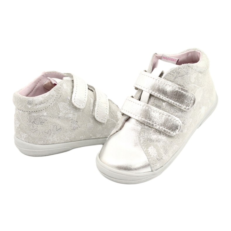 Mazurek Sportlederschuhe mit Klettverschluss 1264 silber grau 3