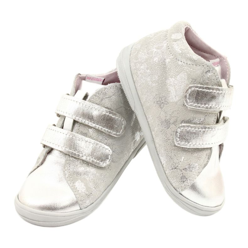 Mazurek Sportlederschuhe mit Klettverschluss 1264 silber grau 4