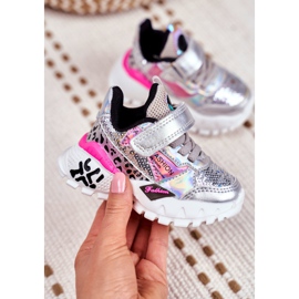 FRROCK Sport Kinderschuhe mit Klettverschluss Silber Be Happy grau 2