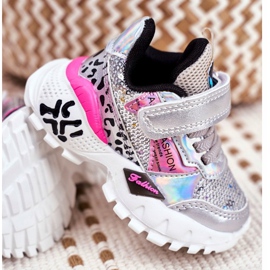 FRROCK Sport Kinderschuhe mit Klettverschluss Silber Be Happy grau 3