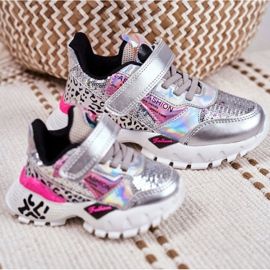 FRROCK Sport Kinderschuhe mit Klettverschluss Silber Be Happy grau 6