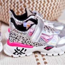 FRROCK Sport Kinderschuhe mit Klettverschluss Silber Be Happy grau 7