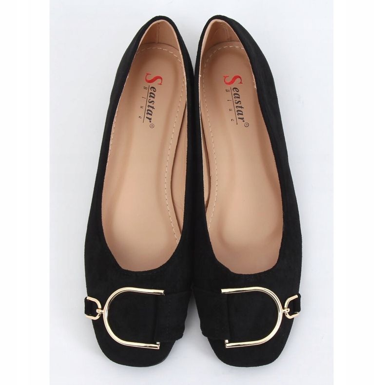 Elegante schwarze Damen Ballerinas LK47P Black 1