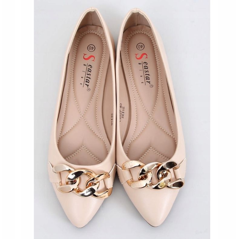 Beige Ballerinas mit Kette CD82P Beige 1