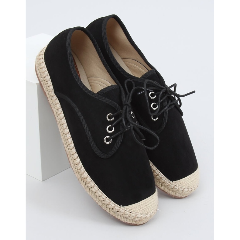Schwarze Damen Espadrilles 77-196 Schwarz 1