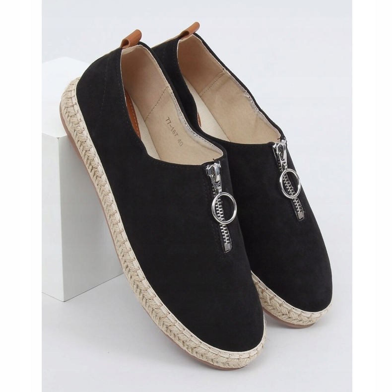 Schwarze Damen Espadrilles 77-187 Schwarz 1